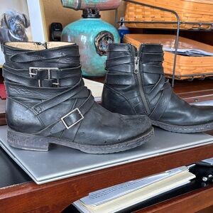Frye Black Leather Combat Boots